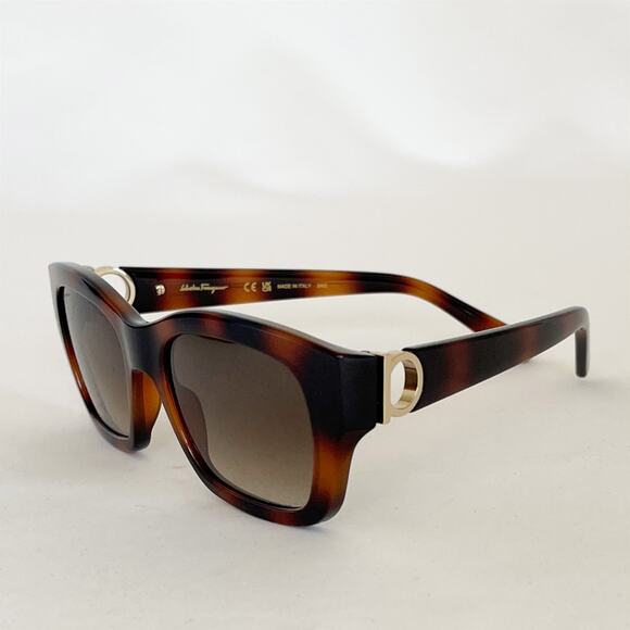 FERRAGAMO Womens SF1012S 53Mm Sunglasses Tortoise Gold Logo NEW - Picture 9 of 10